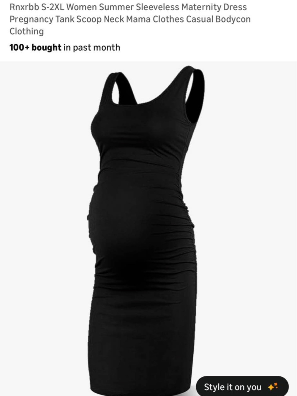 Sleeveless Maternity Bodycon Midi Dress - Black
